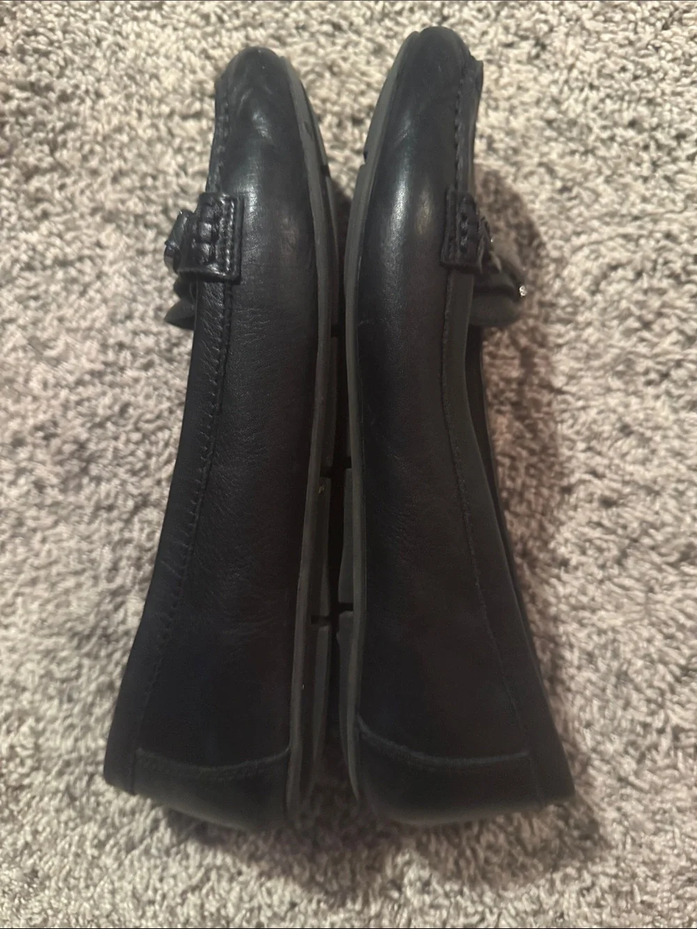 Vionic Black Leather Bit-Detail Slip-On Loafers